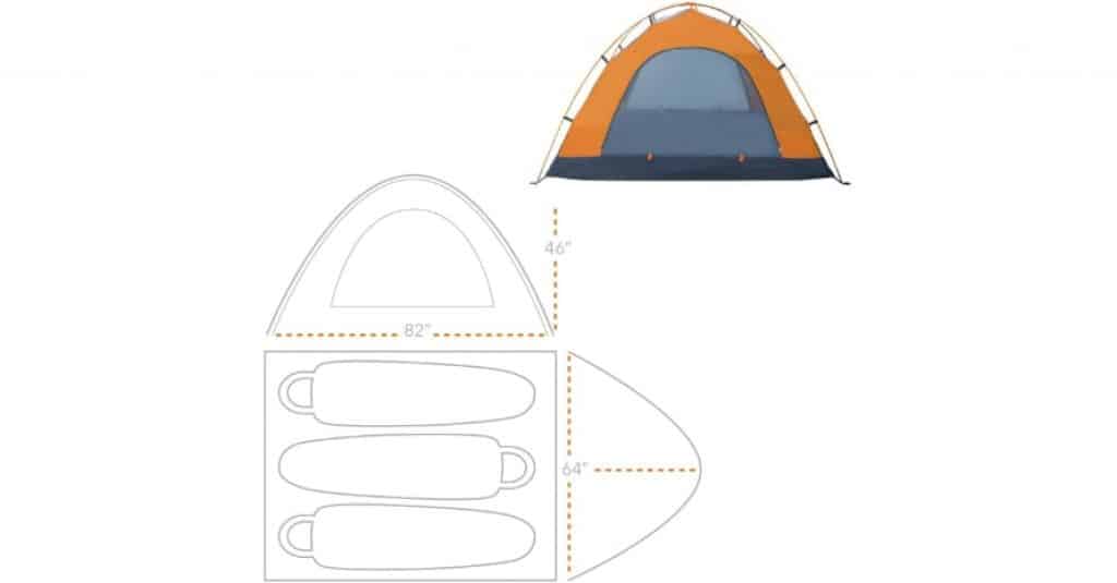 Winterial 3 Person Tent sizes