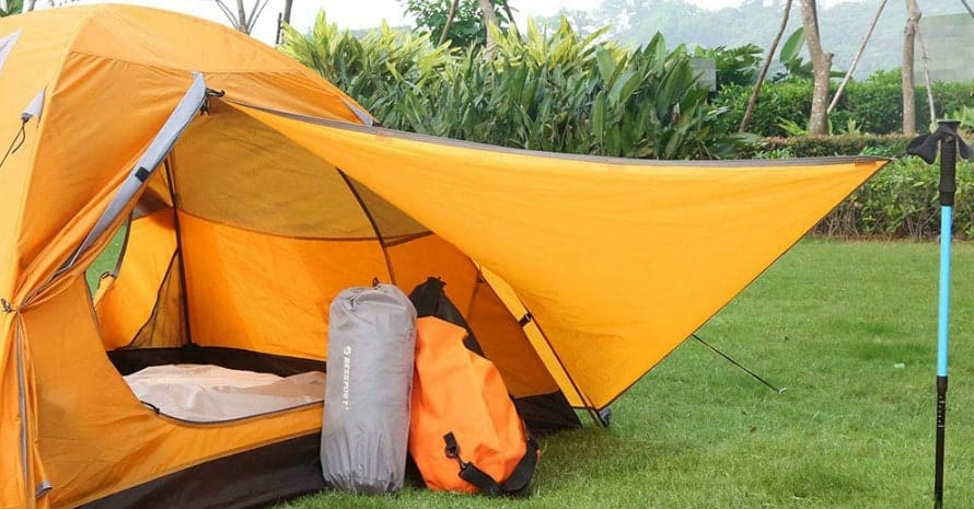 Bessport Backpacking Tent Orange with back