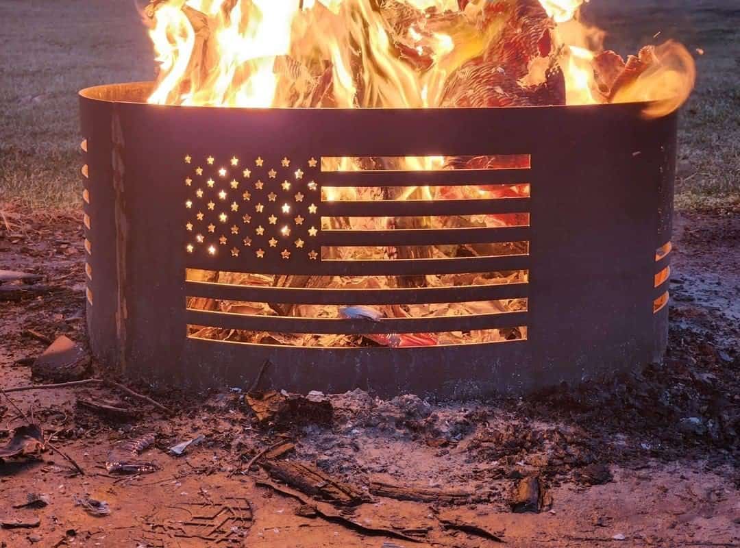 fire ring with flag-shaped hole